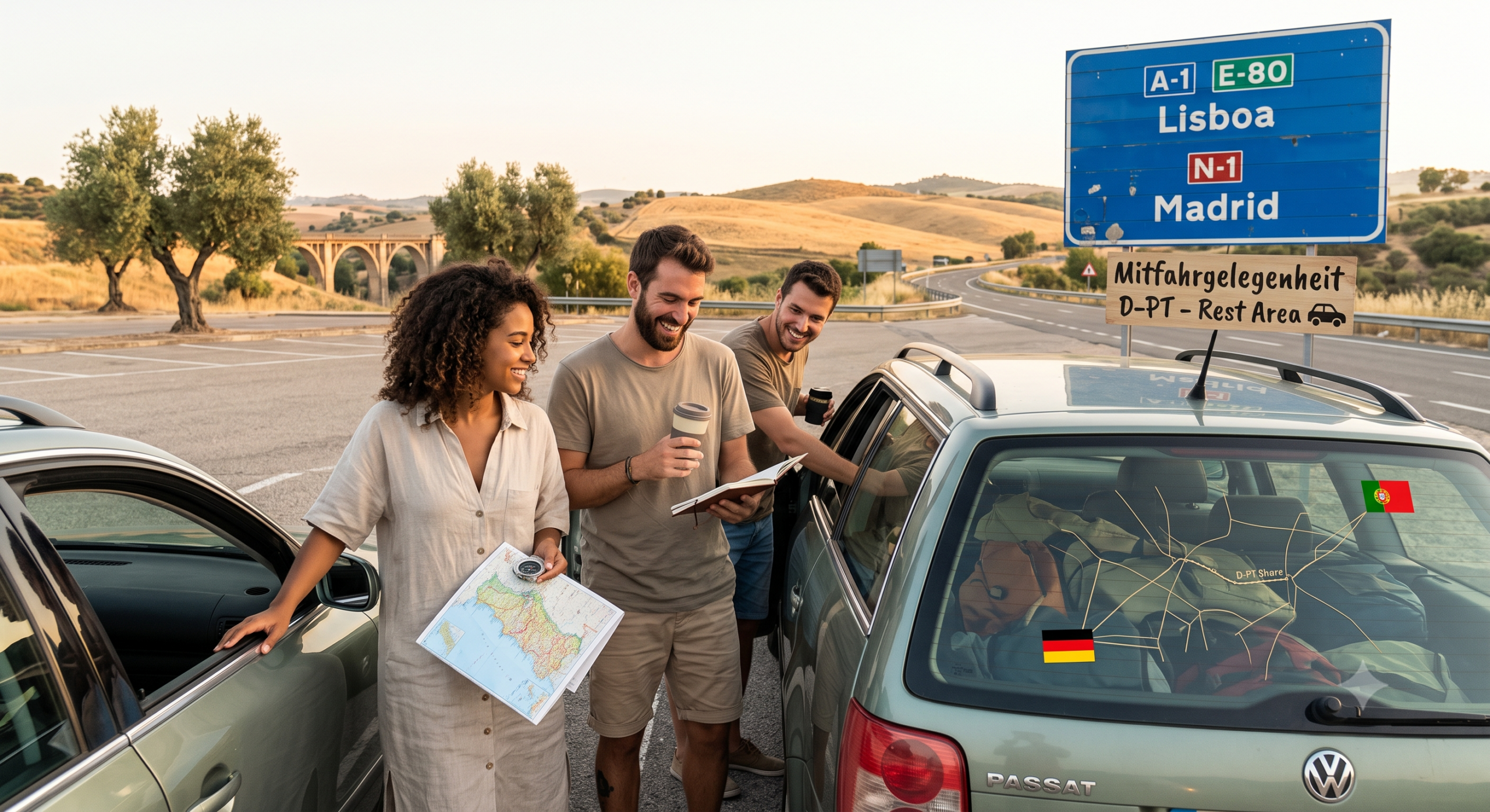 Mitfahrgelegenheit Deutschland Portugal mit Fahrer und Mitfahrern im Auto